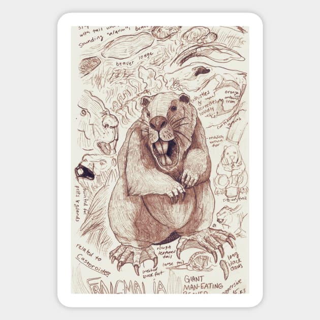 Fangmalia Giant Beaver Cryptid Sticker by Ballyraven